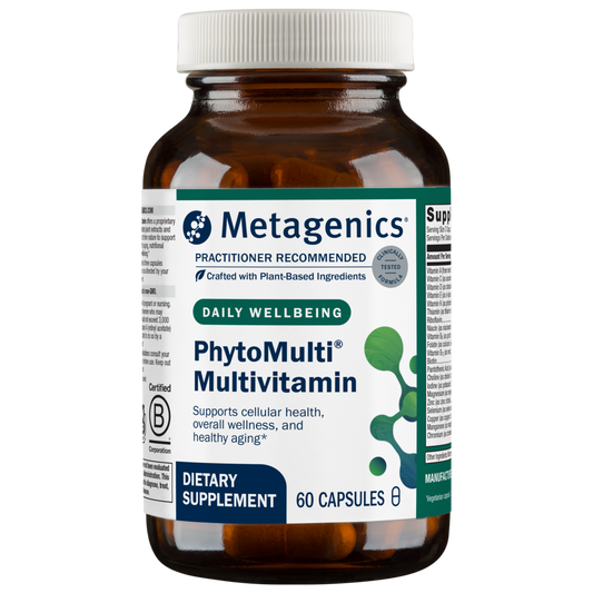 Metagenics PhytoMulti Multivitamin Capsules dietary supplement for cellular health and wellness with plant-based ingredients, 60 capsules.