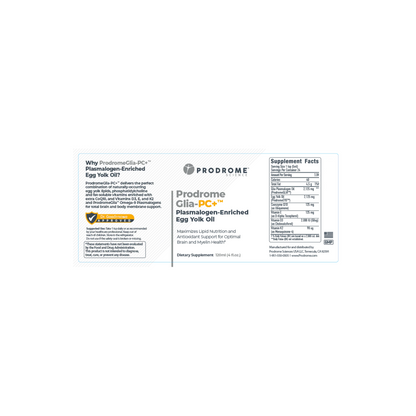 Full label of ProdromeGLIA-PC+ supplement