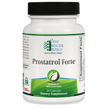 Prostatrol Forte supplement bottle by Ortho Molecular Products for prostate and urinary health