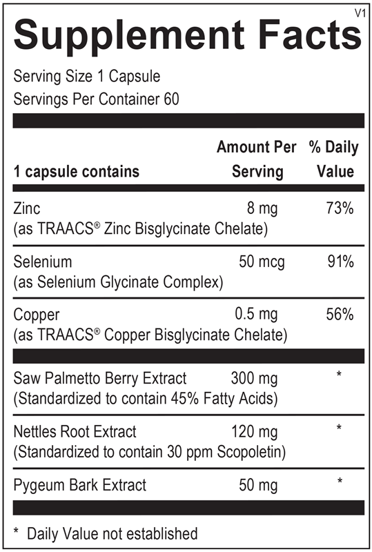 Prostatrol Forte supplement facts label showing targeted botanical extracts for men's wellness