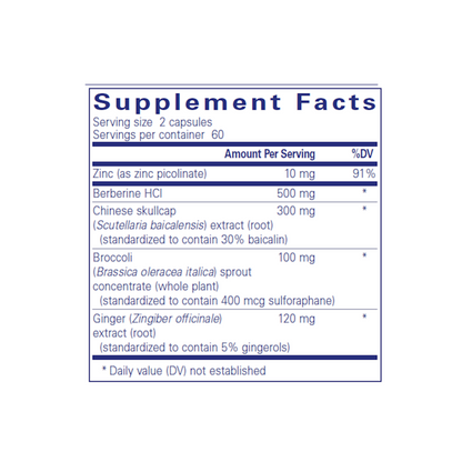 Supplement facts label for Pure Encapsulations Th1 Support detailing ingredients and dosage for promoting healthy Th1 cellular immune response.