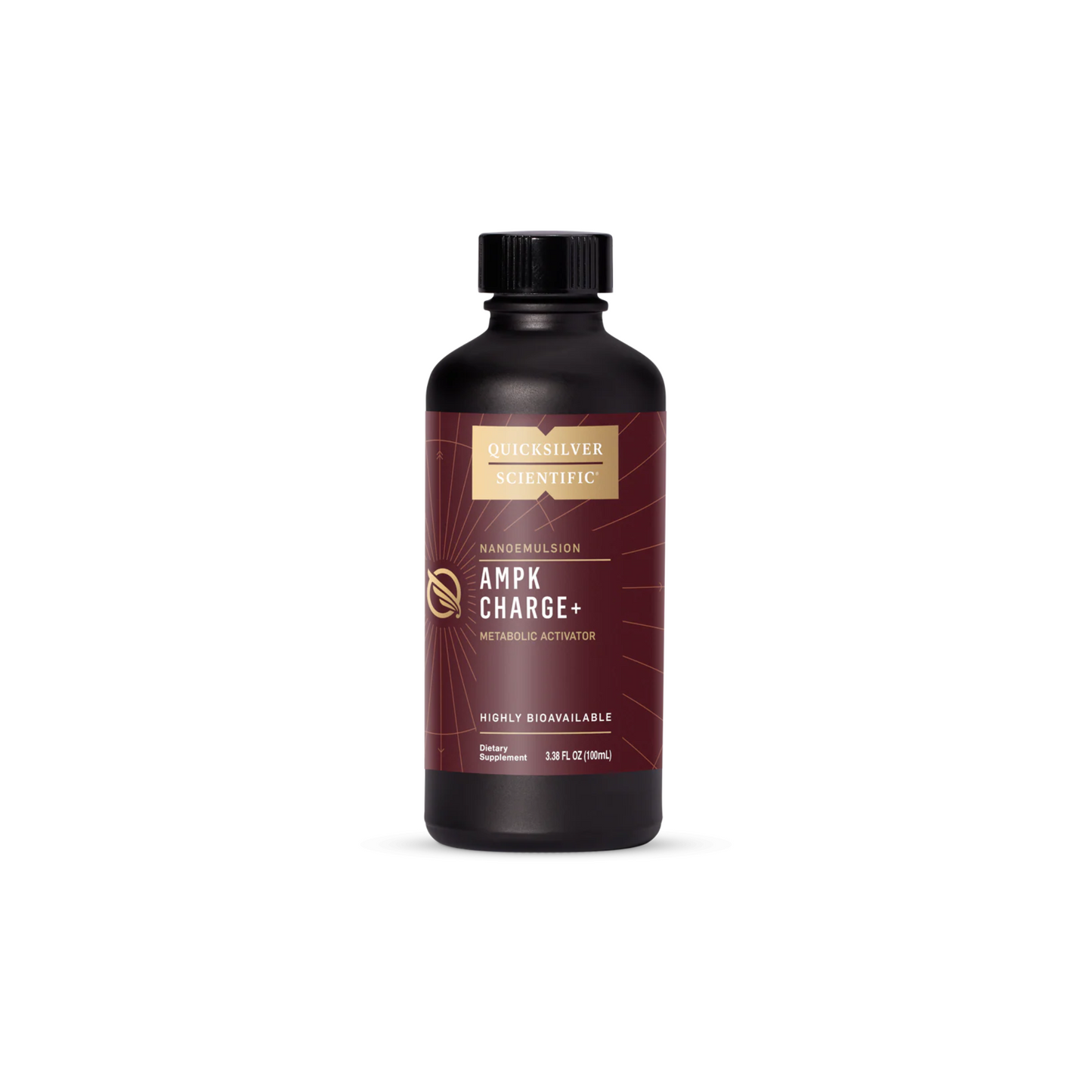 Quicksilver Scientific AMPK Charge+ bottle supplement supporting AMPK activation, energy metabolism, fat burning, and healthy aging