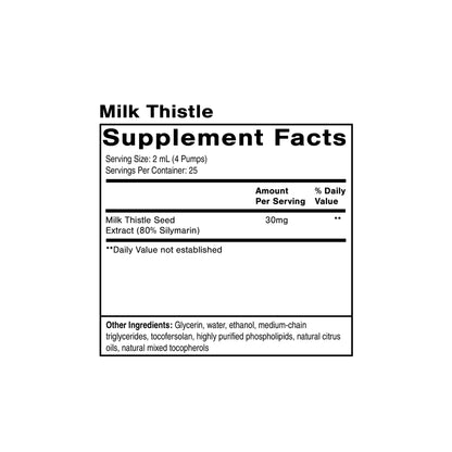 milk thistle supplement facts panel