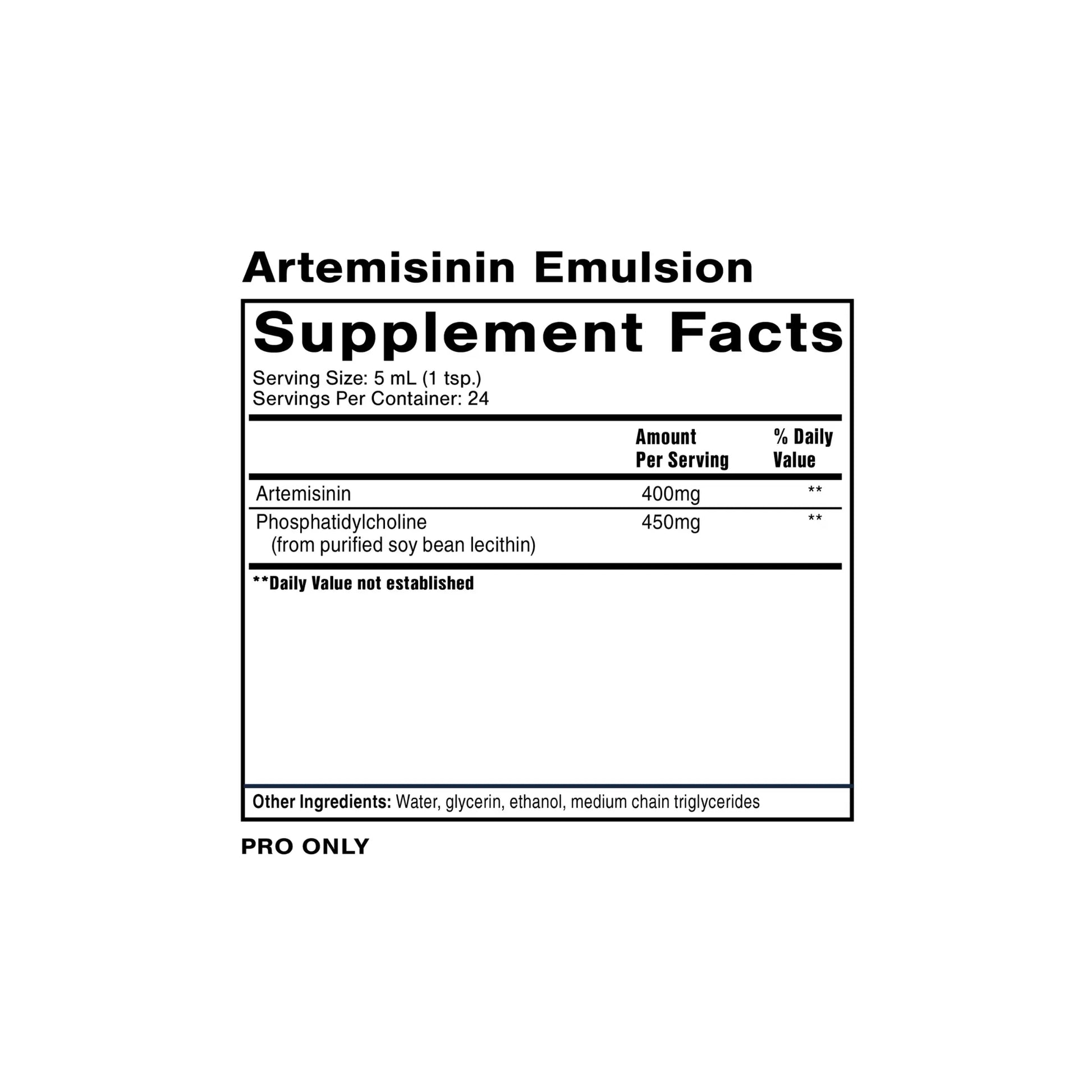 Artemisinin supplement facts panel Quicksilver Scientific for gut microbial support