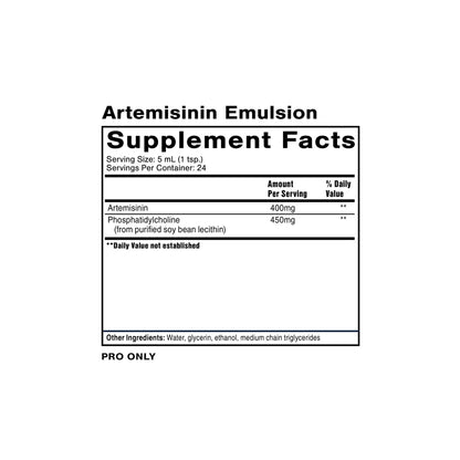 Artemisinin supplement facts panel Quicksilver Scientific for gut microbial support