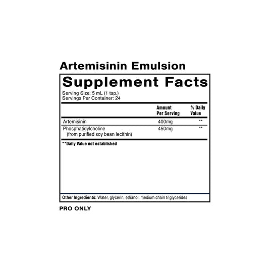 Artemisinin supplement facts panel Quicksilver Scientific for gut microbial support