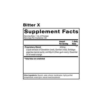 Bitter X supplement facts panel by Quicksilver Scientific