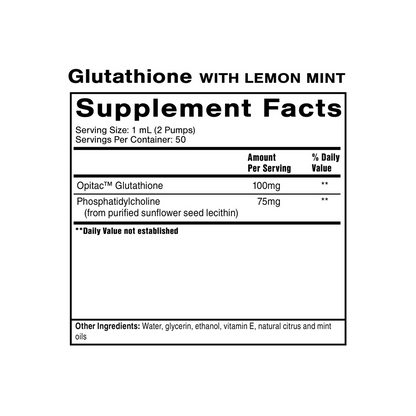 Glutathione Lemon Mint supplement facts label