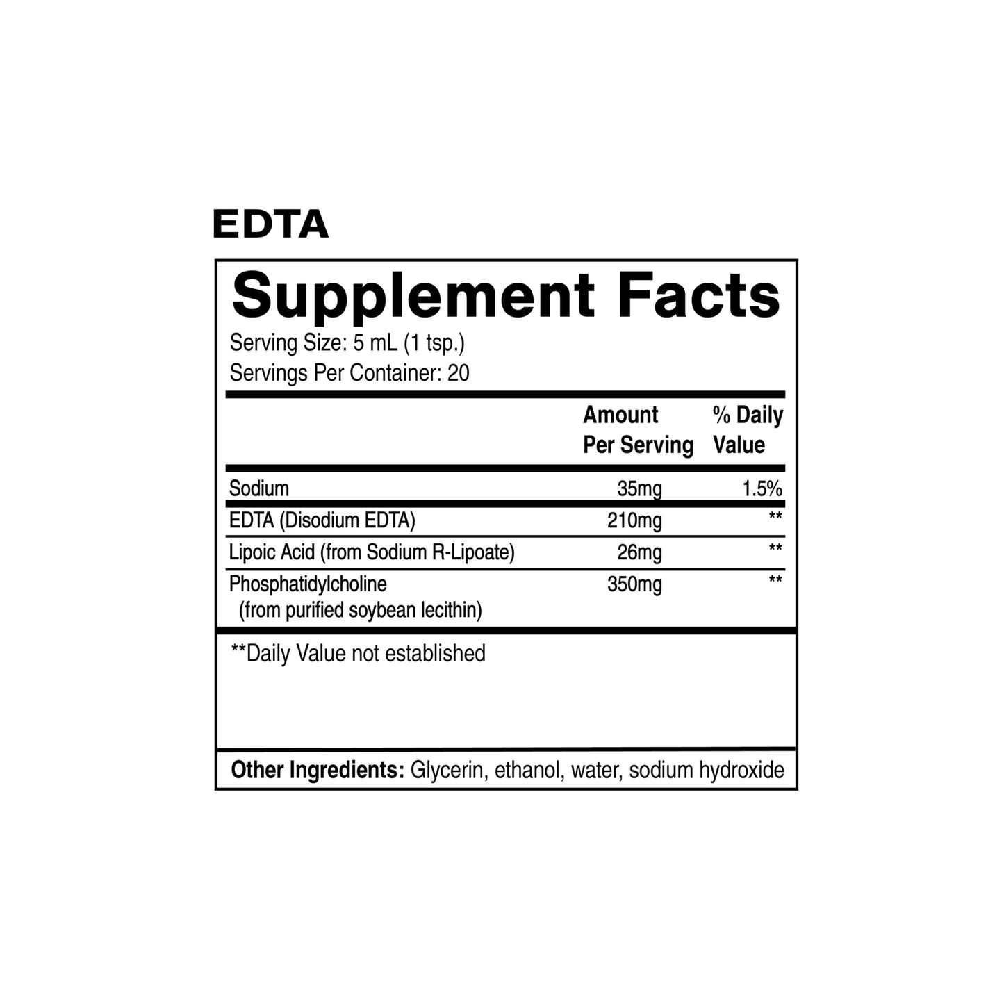 EDTA with R Lipoic Acid supplement facts panel