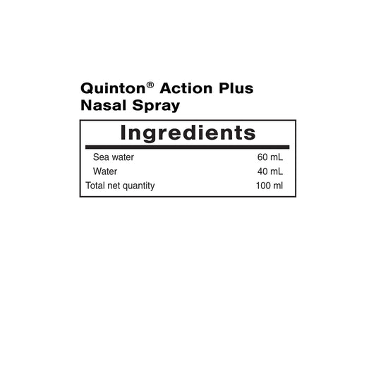 Quinton Action Plus nasal spray ingredients panel hypertonic seawater formula