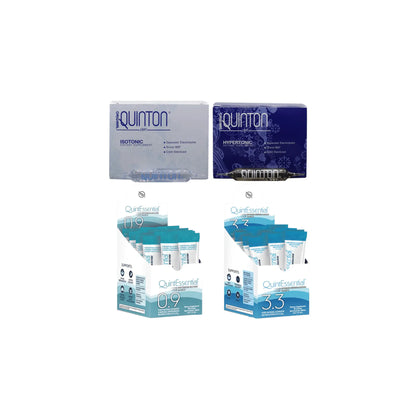 Quinton 360 Bundle with isotonic and hypertonic ampoules and sachets by Quicksilver Scientific for hydration and mineral replenishment