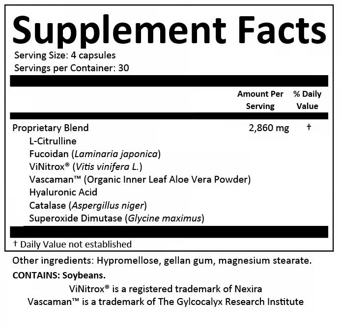 ReVasca Capsules GlycoCalyx Ingredients