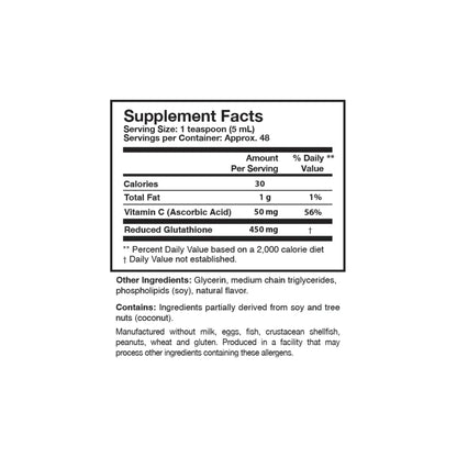 Close up of the Tri Fortify Watermelon label detailing the glutathione and vitamin C content and liposomal blend components