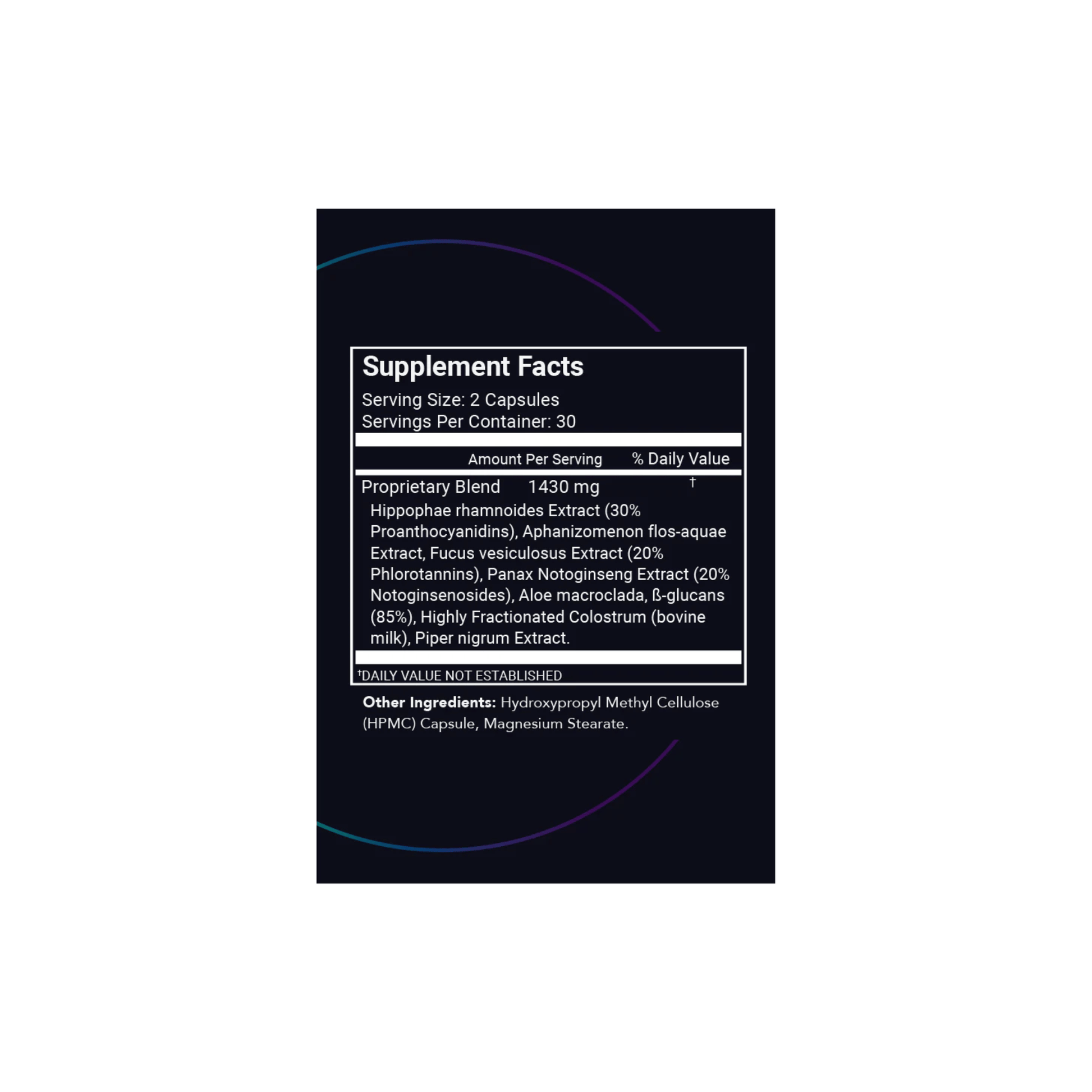 Supplement Facts label for STEMREGEN Release showing natural ingredients including AFA extract, sea buckthorn, aloe macroclada, and fucoidan for stem cell support