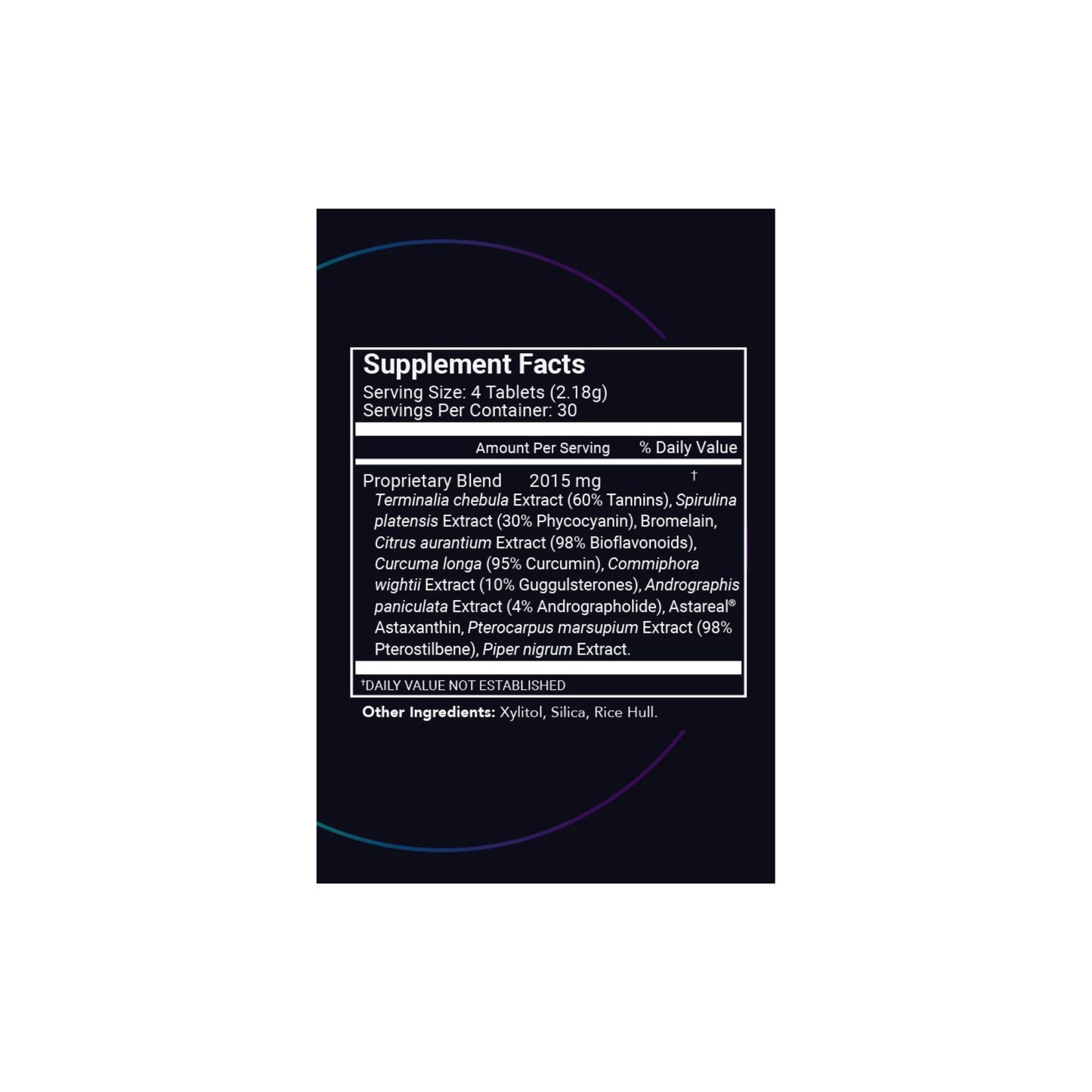 Supplement Facts label for STEMREGEN Signal showing plant-based ingredients that enhance stem cell communication and support tissue repair