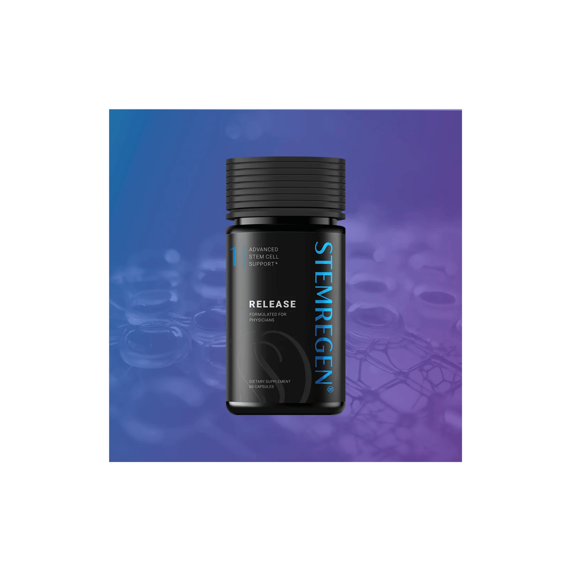 STEMREGEN Release supplement bottle supporting stem cell release, tissue repair, and cellular regeneration