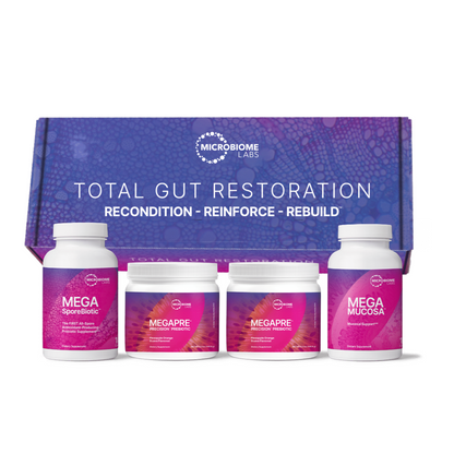 Total Gut Restoration Kit 4 Microbiome Labs Bottles