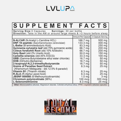 Total Recomp LVLUP Health Ingredients