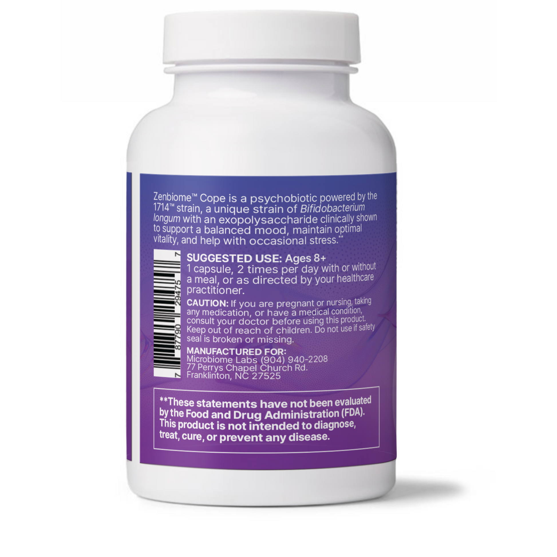 Zenbiome Cope Microbiome Labs Back Label