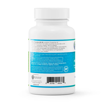 evexias health active probiotic nd 50 bottle information label