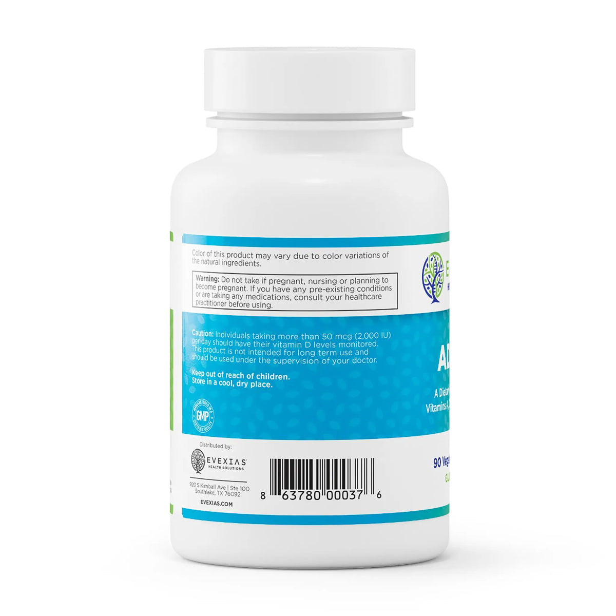 evexias health adk 10 bottle information label