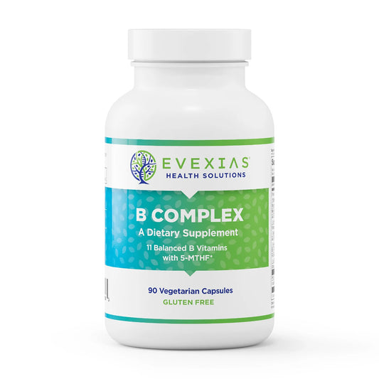 evexias health b-complex bottle front label