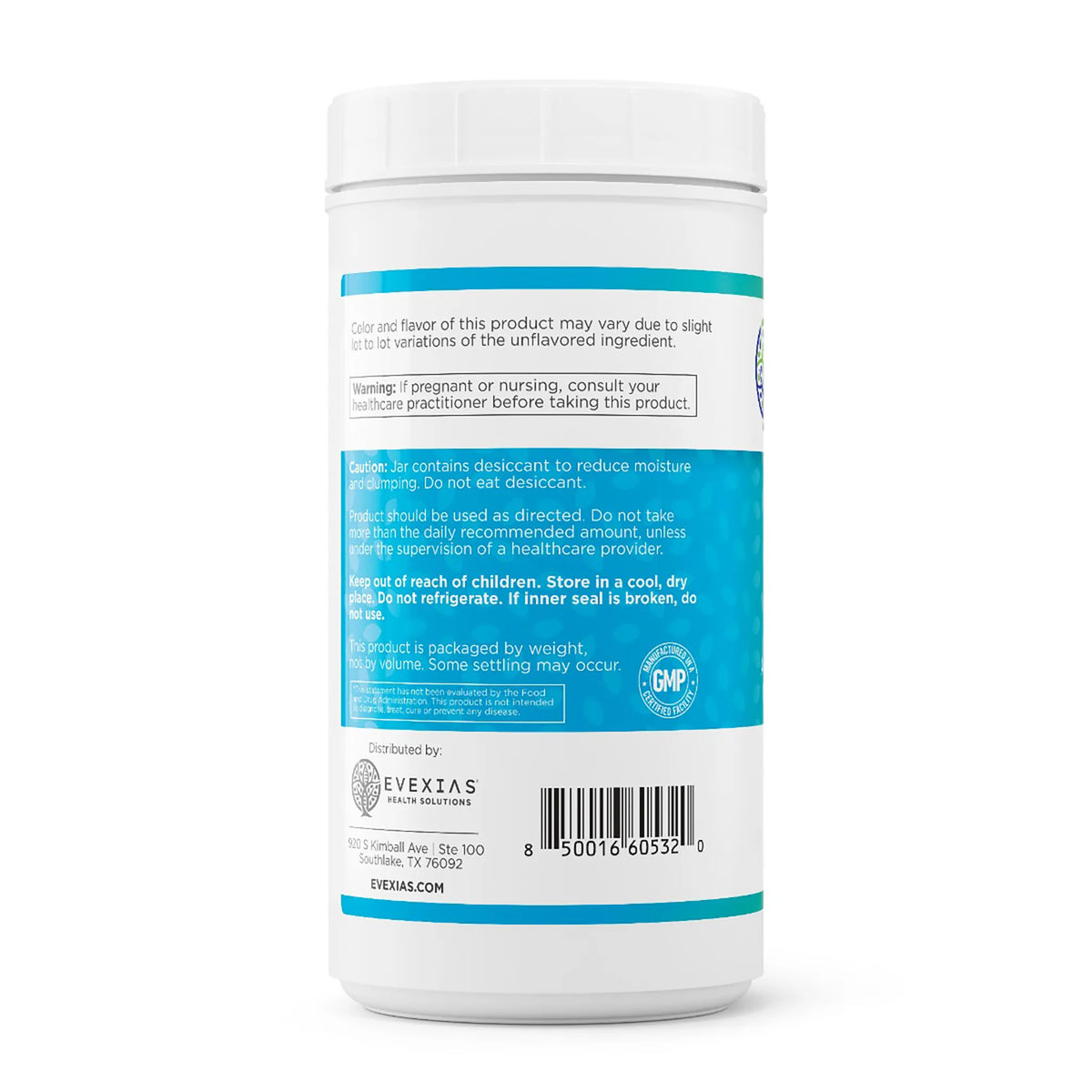 evexias health creatine ultra bottle information label