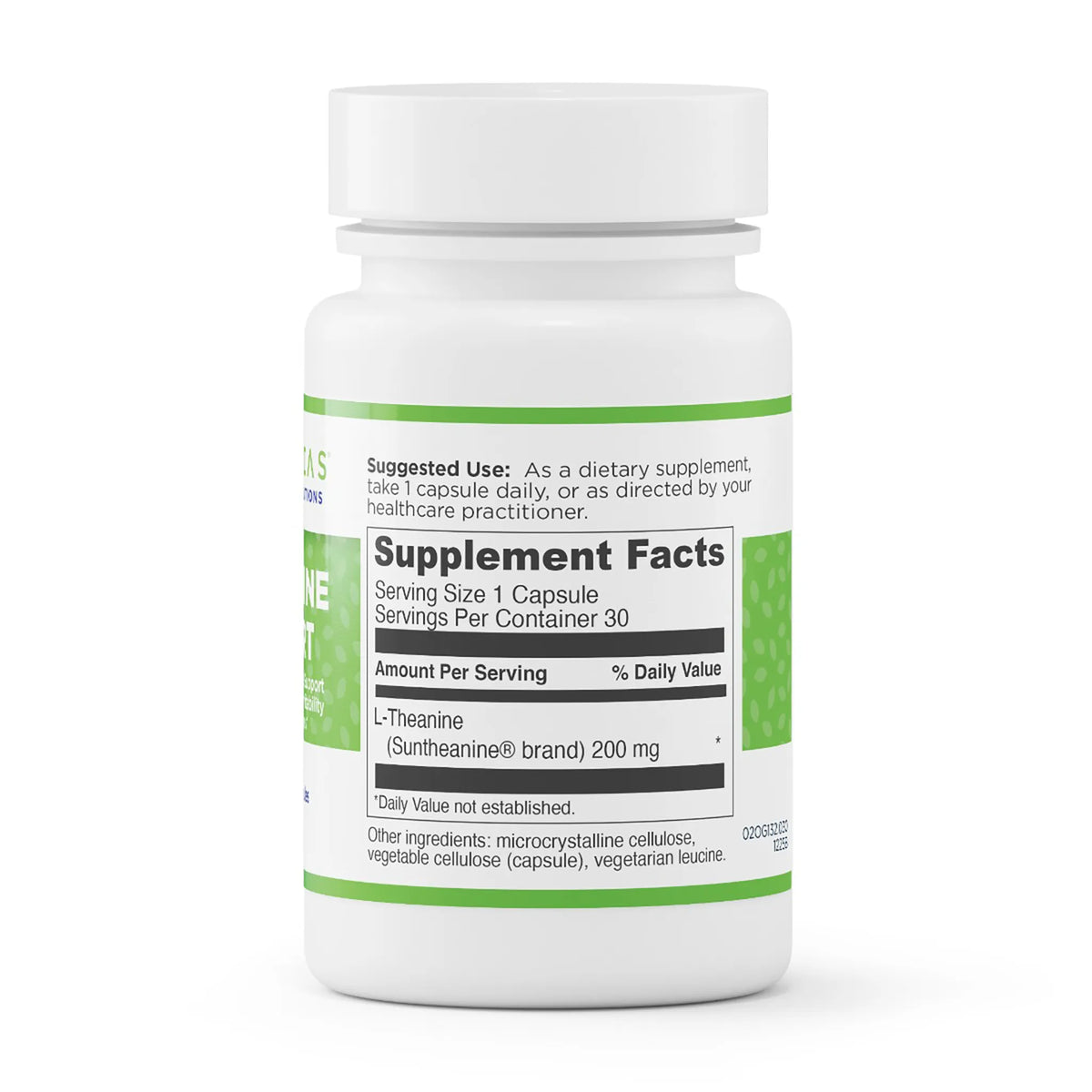 evexias health l-theanine support bottle ingredients supplement facts label