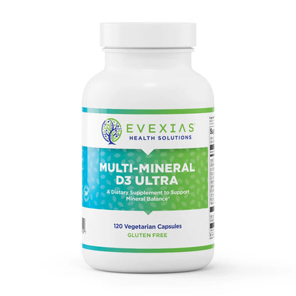 evexias health multi-mineral d3 ultra bottle front label
