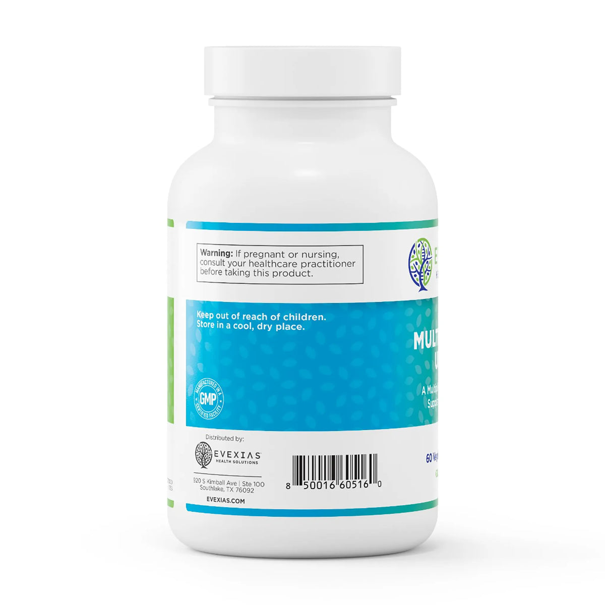 evexias health multivitamin ultra bottle information label