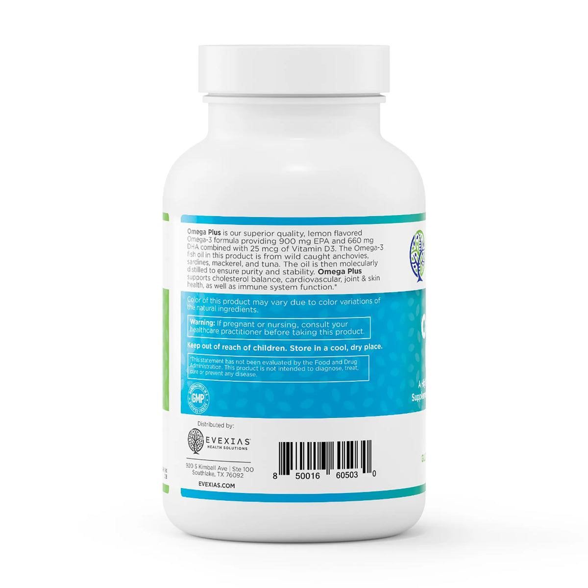 evexias health omega plus supplement information label bottle