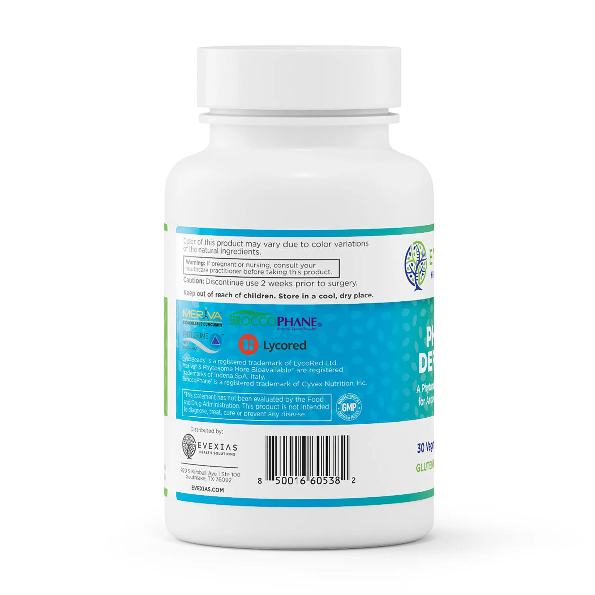 evexias health phyto defense supplement description side label