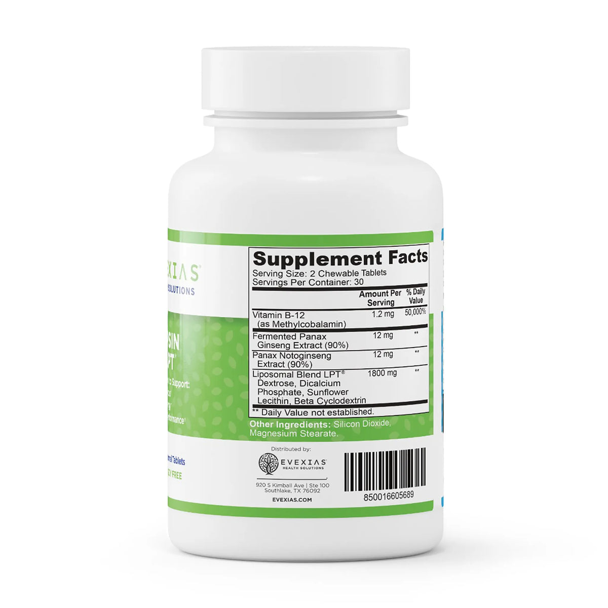 evexias health synapsin pro lpt bottle supplement facts ingredients label