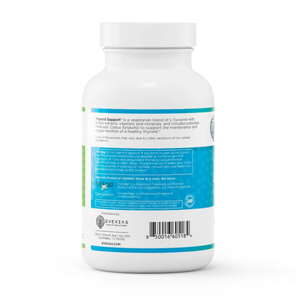 evexias health thyroid support bottle information label