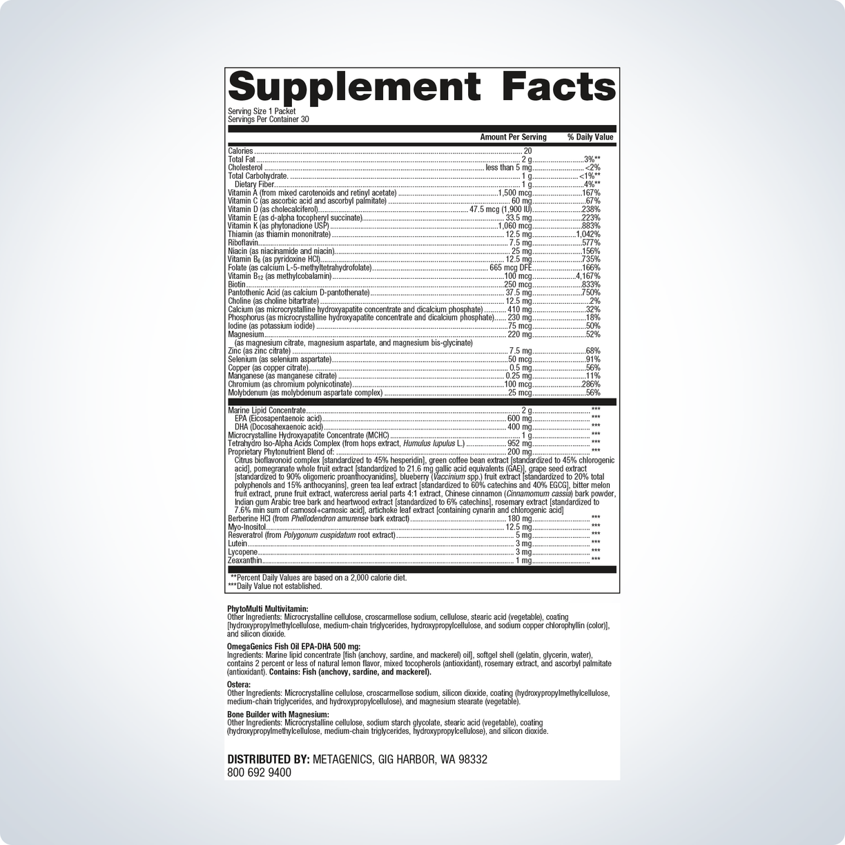 Wellness Essentials® Women's Prime Daily Packs By Metagenics