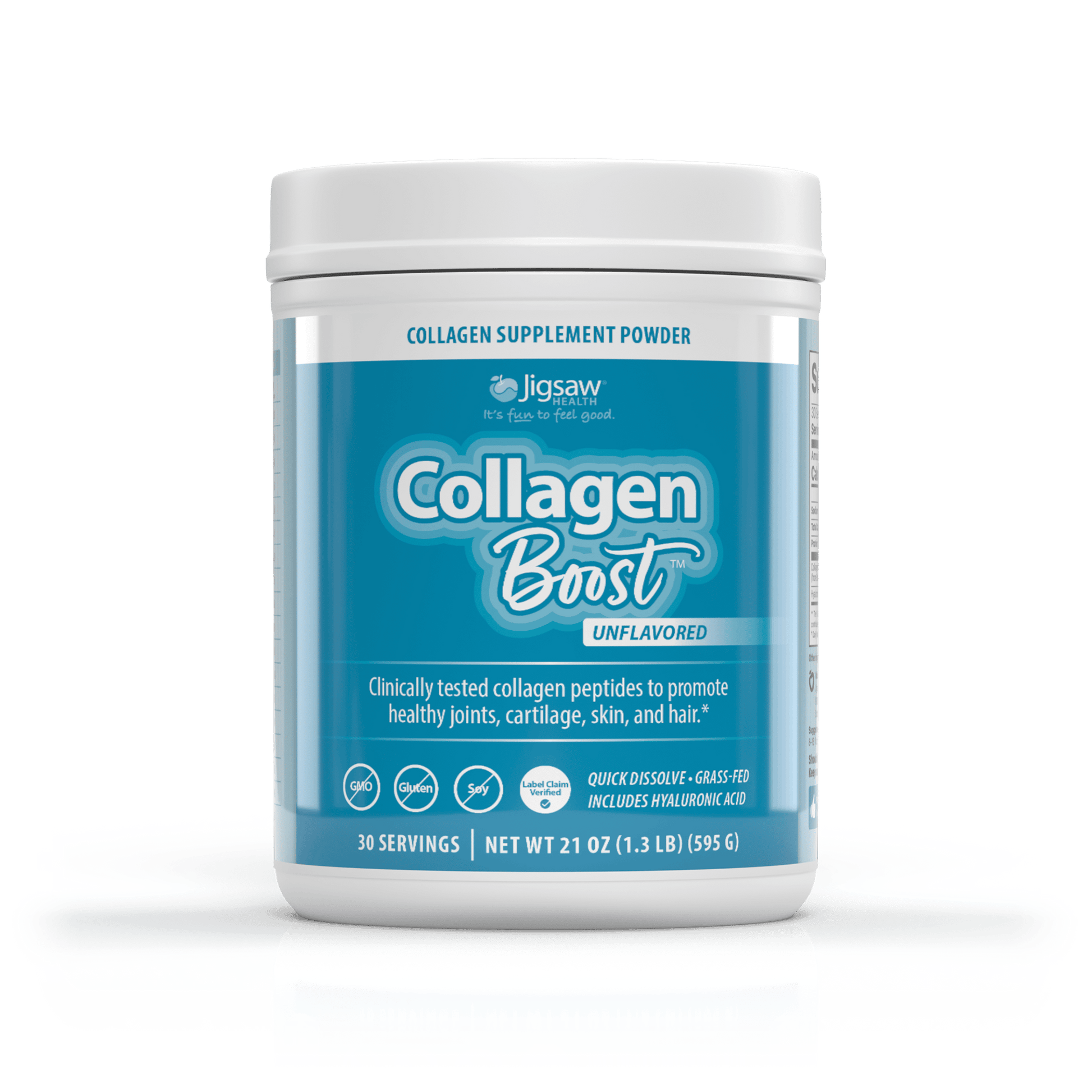 Jigsaw Collagen Boost® unflavored collagen supplement powder for healthy joints, cartilage, skin, hair, and nails.