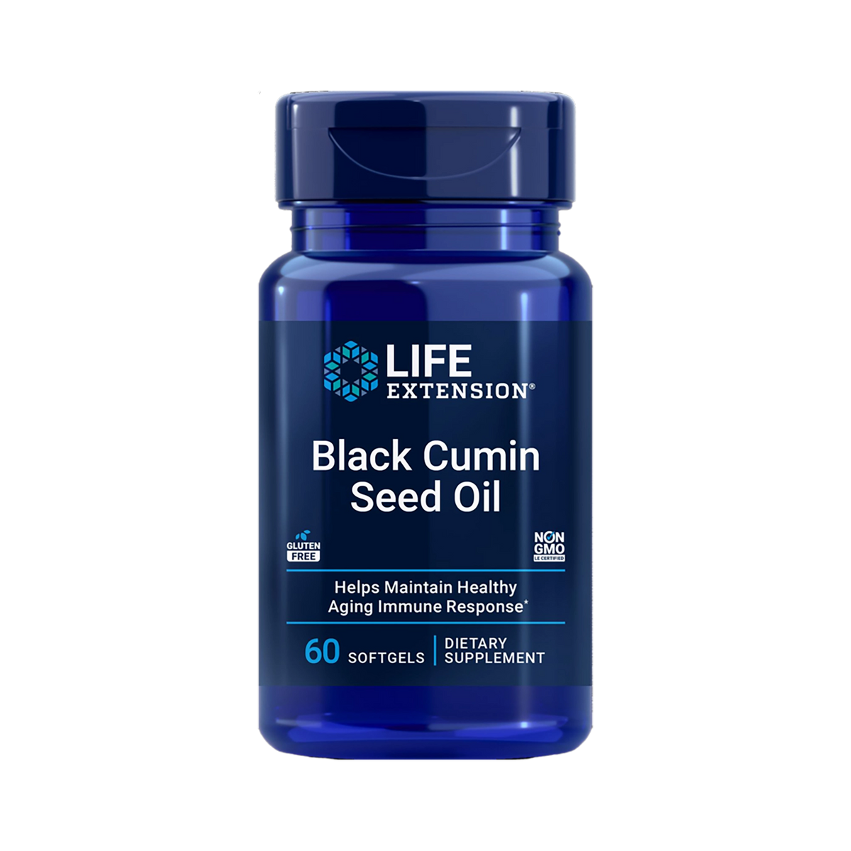 life extension black cumin seed oil bottle
