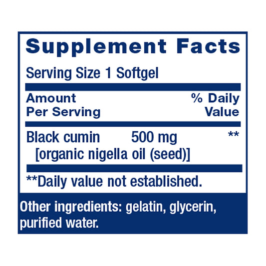life extension black cumin seed oil supplement facts label