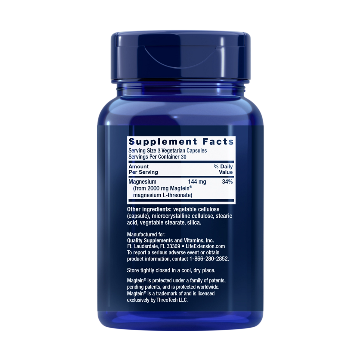 life extension neuro-mag supplement facts label
