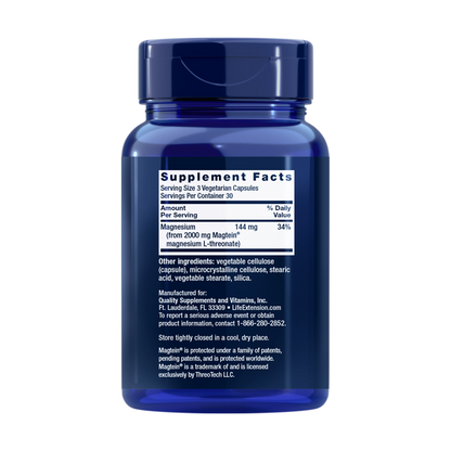 life extension neuro-mag supplement facts label