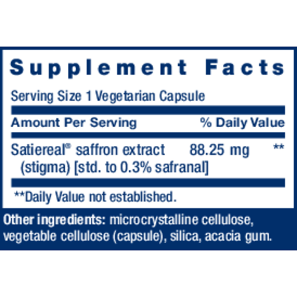 life extension optimized saffron supplement facts label