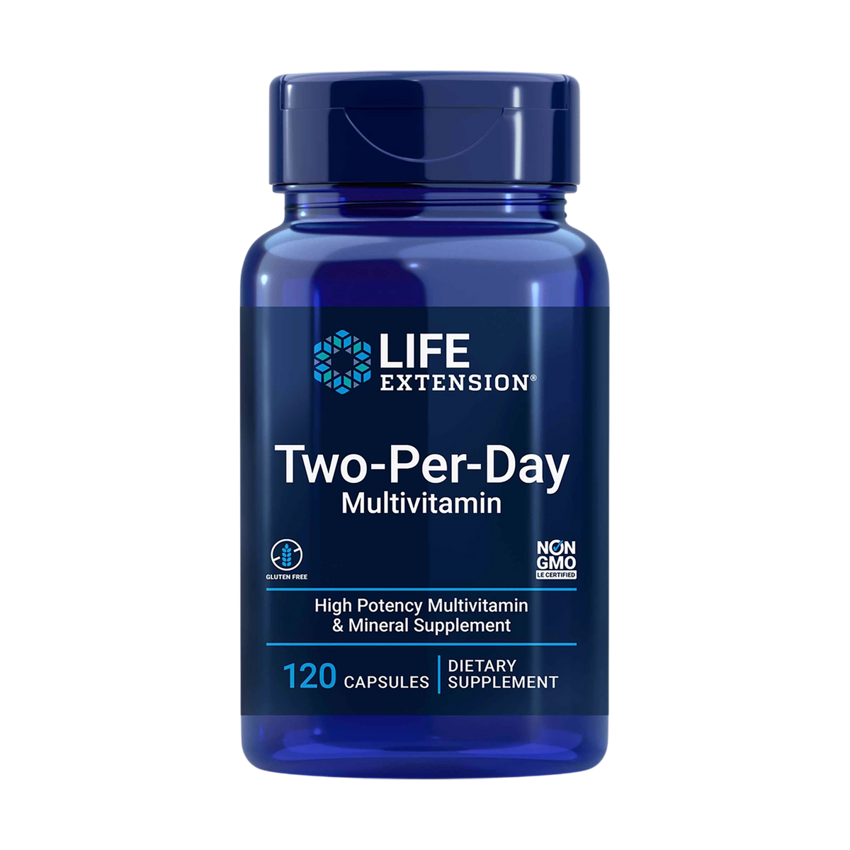life extension two-per-day multivitamin bottle