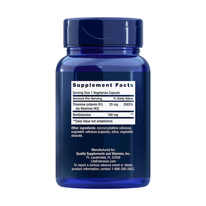 life extenstion benfotiamine supplement facts label