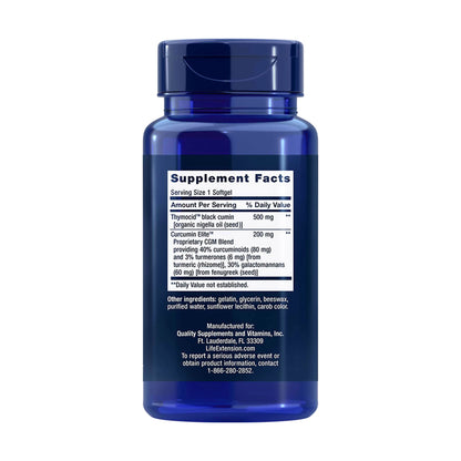 life extention black cumin seed oil curcumin elite supplement facts label