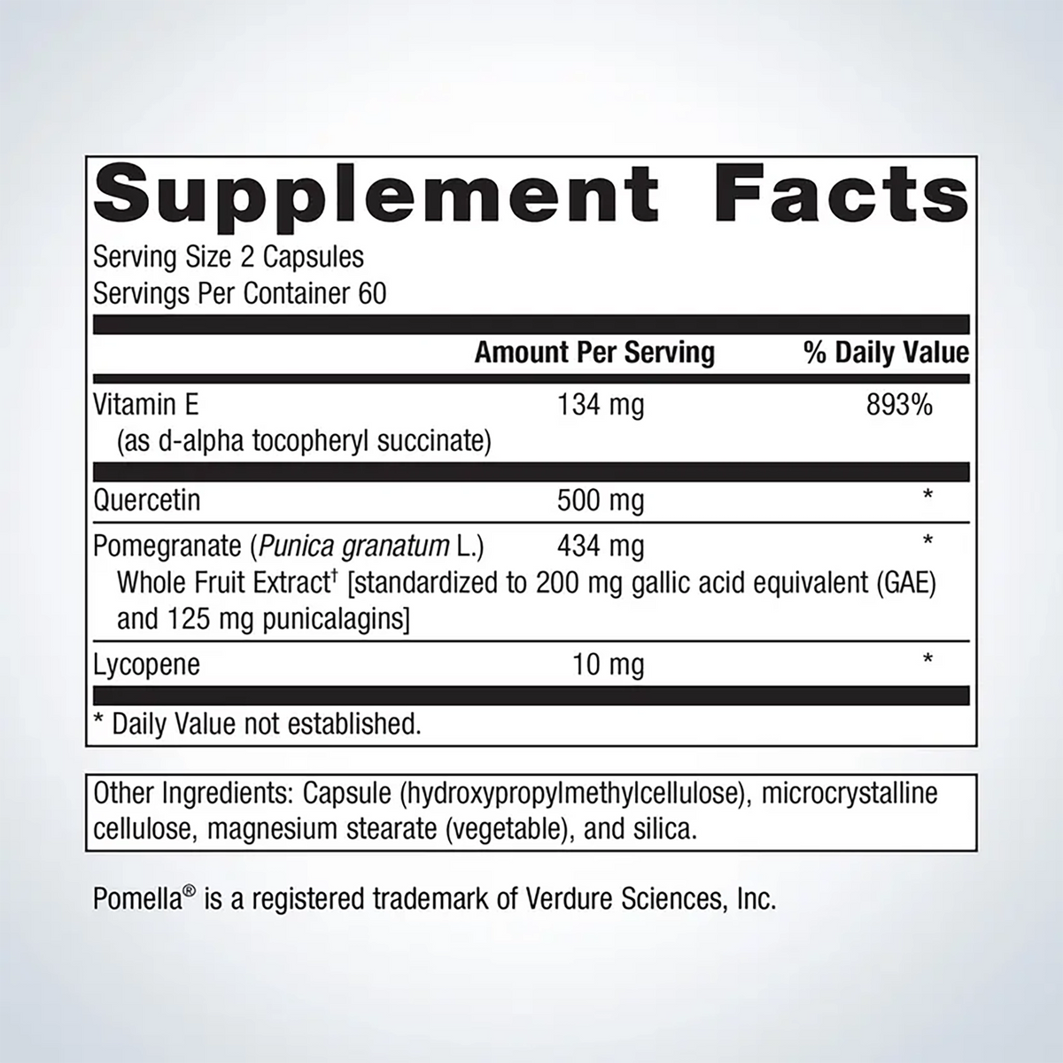 metagenics cardiolux supplement facts label