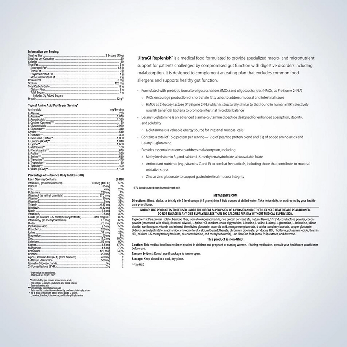 metagenics ultraGI replenish supplement facts