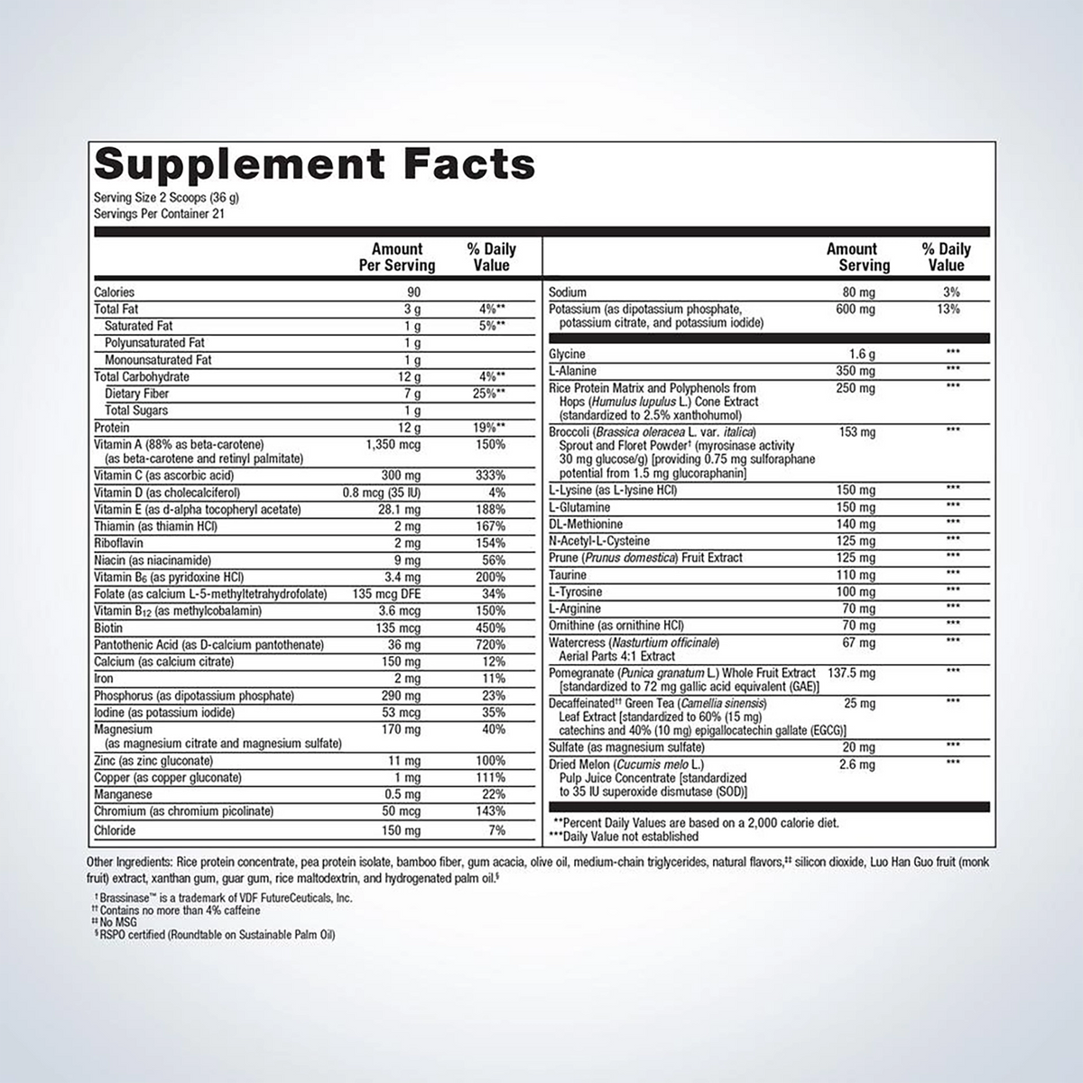 metagenics ultraclear renew detox powder supplement facts label