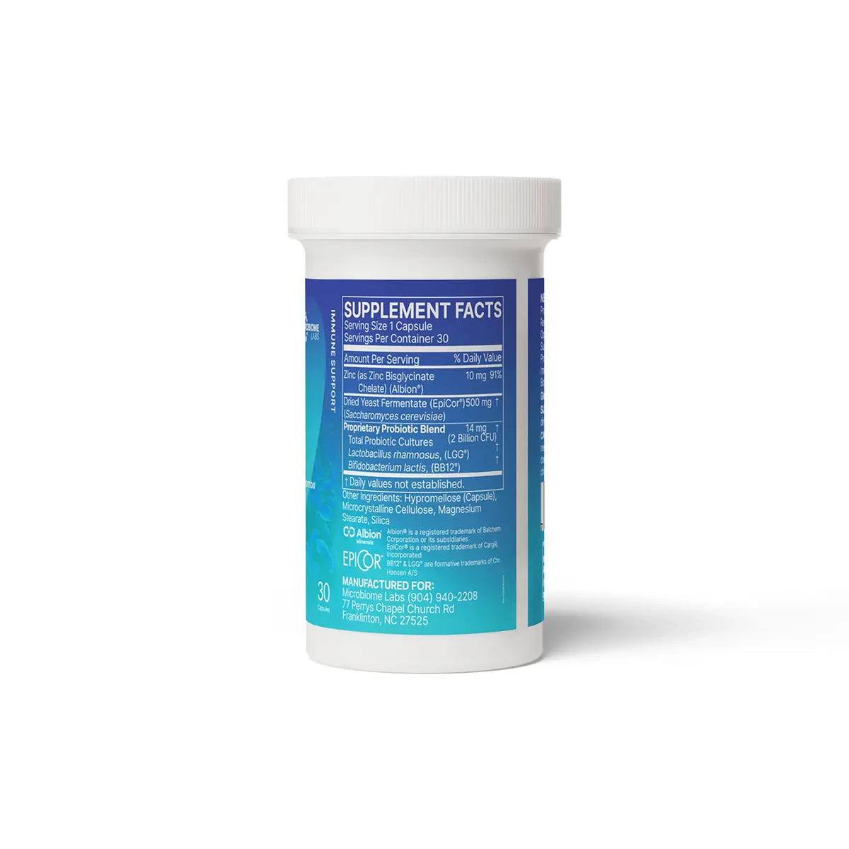 microbiome labs epic defense back supplement facts label