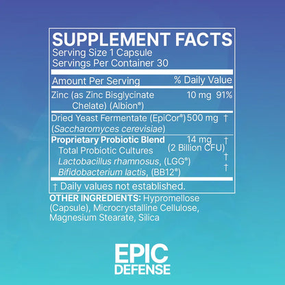 microbiome labs epic defense supplement facts label